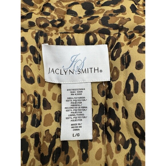 Jaclyn Smith Satin Quilted Coat Jacket Golden Yellow Animal Print Lining size L - Picture 5 of 10